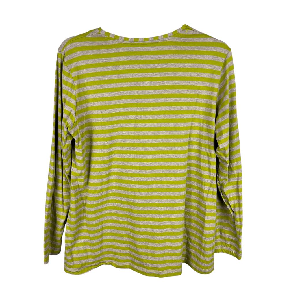 Gudrun Sjoden Long Sleeve Cream Green Striped Organic Cotton Tshirt M - Picture 2 of 6
